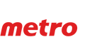 Red 'metro' logo on a white background