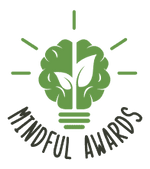 Logo for Mindful Awards with green leaf design